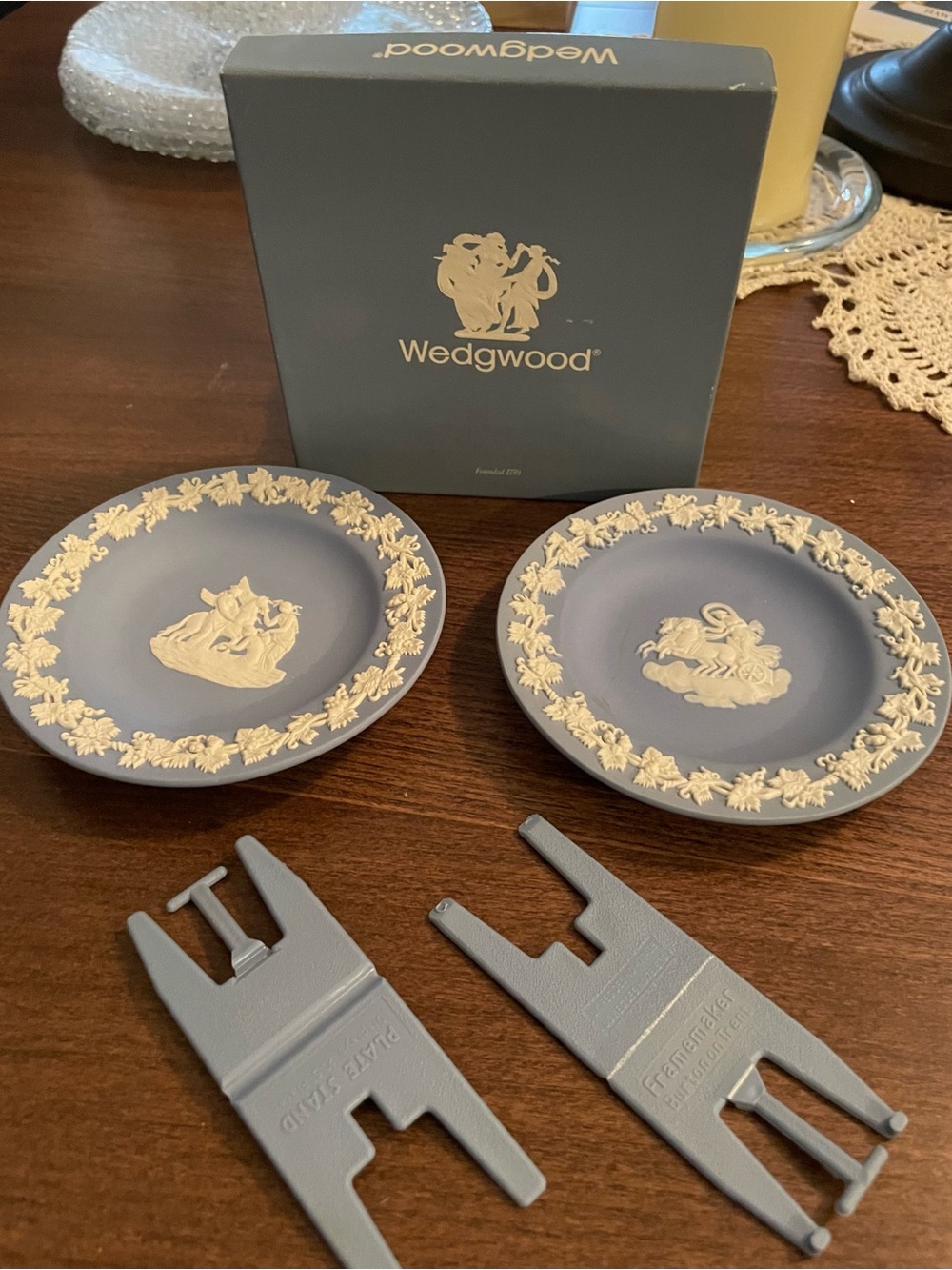 Wedgwood Blue and White Jasperware Accent Plates - Pair